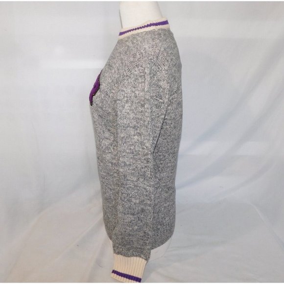 Wilfred Laurier University Canada Womens XL Renu Cabin Sweater Gray Purple - Picture 7 of 9